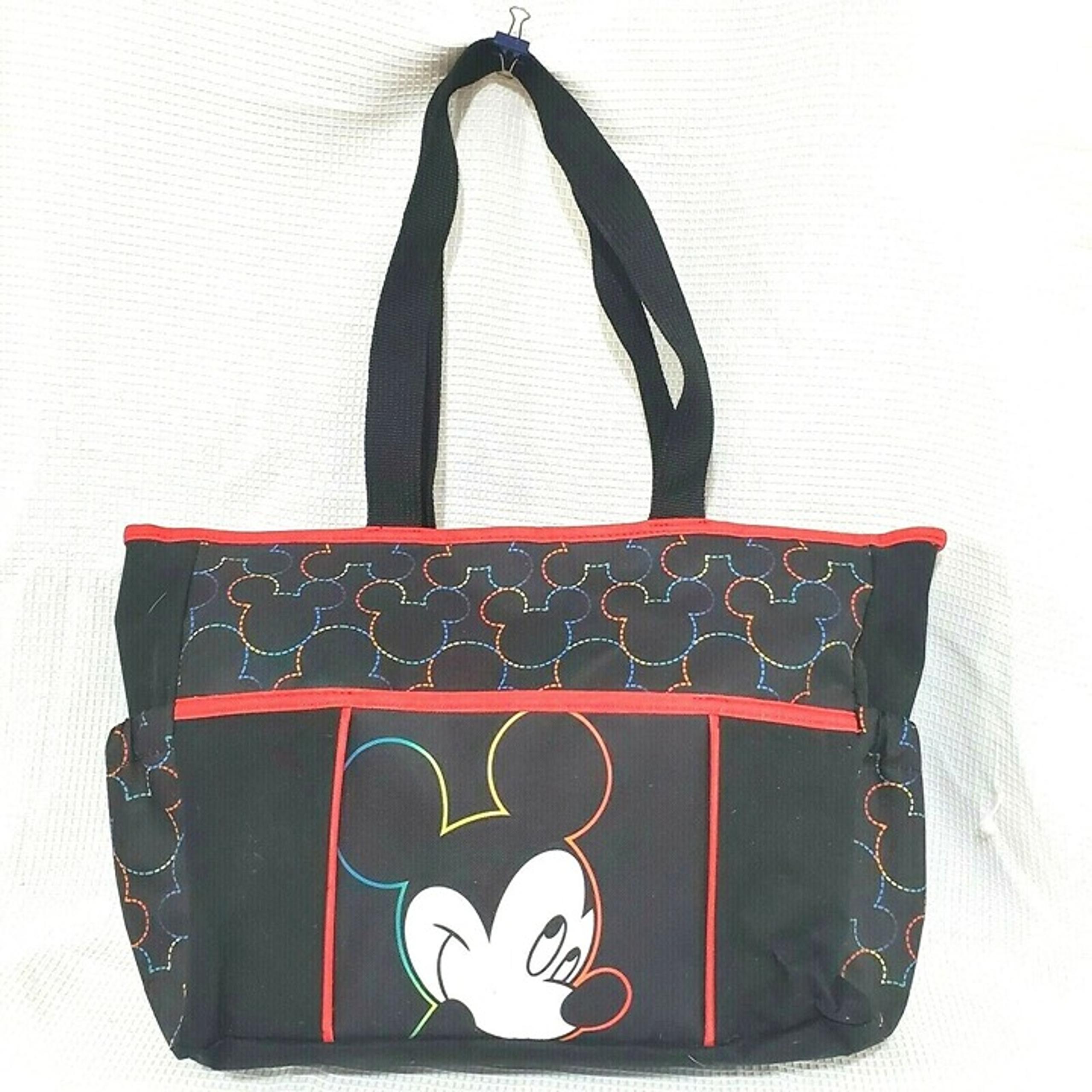Disney Mickey Mouse 2013 Diaper Bag black red 4 pocket shopping bag