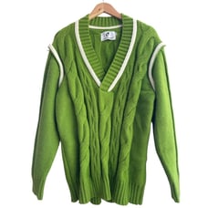 ARGUECULTURE Mens Green Twisted Embossed Knit Sweater XL Cabincore (FLAW) KPOP