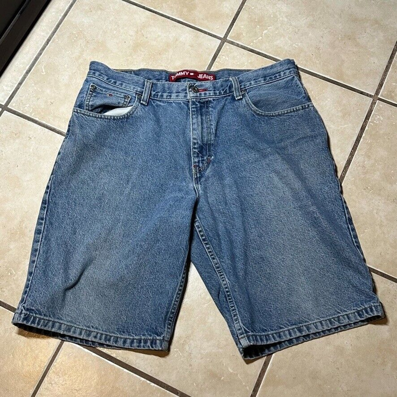 Vintage 90s Tommy Hilfiger Blue Denim Jorts Mens Size 34 x 11