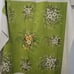 Vintage tablecloth avocado green orange floral 56 x56