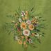 Vintage tablecloth avocado green orange floral 56 x56