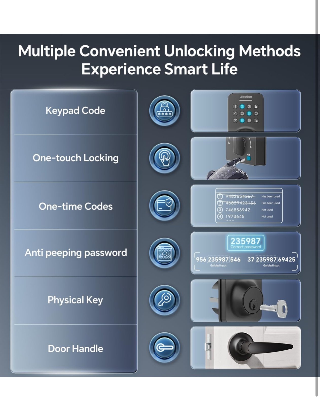 Keyless Entry Door Lock Deadbolt with Handle Set, Keypad Door Lock with Handle S - detail