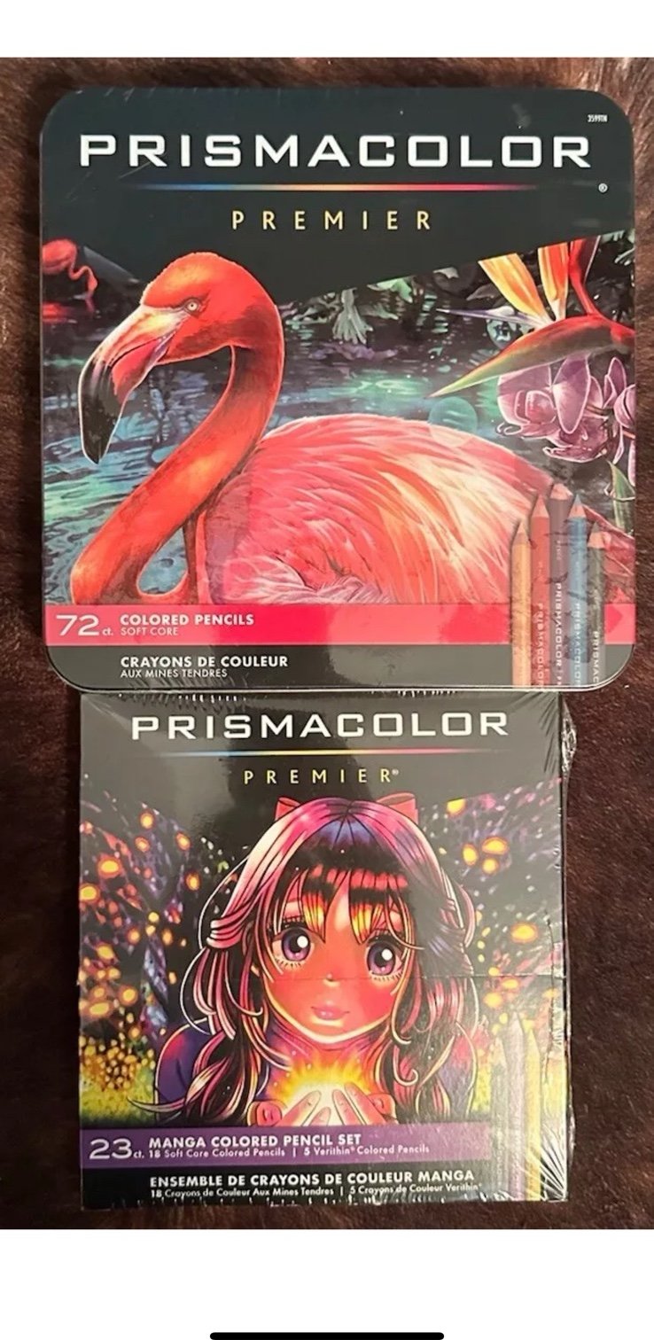 72 Ct Prismacolor Premier Colour Pencils Set W/ 23 Ct Manga Pencil Set Lot New