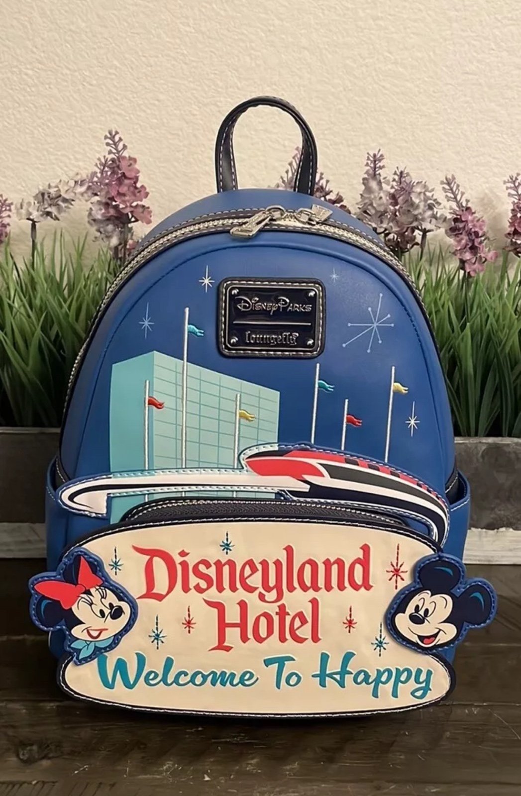 Disneyland Hotel Welcome To Happy Loungefly Mini Backpack NWT