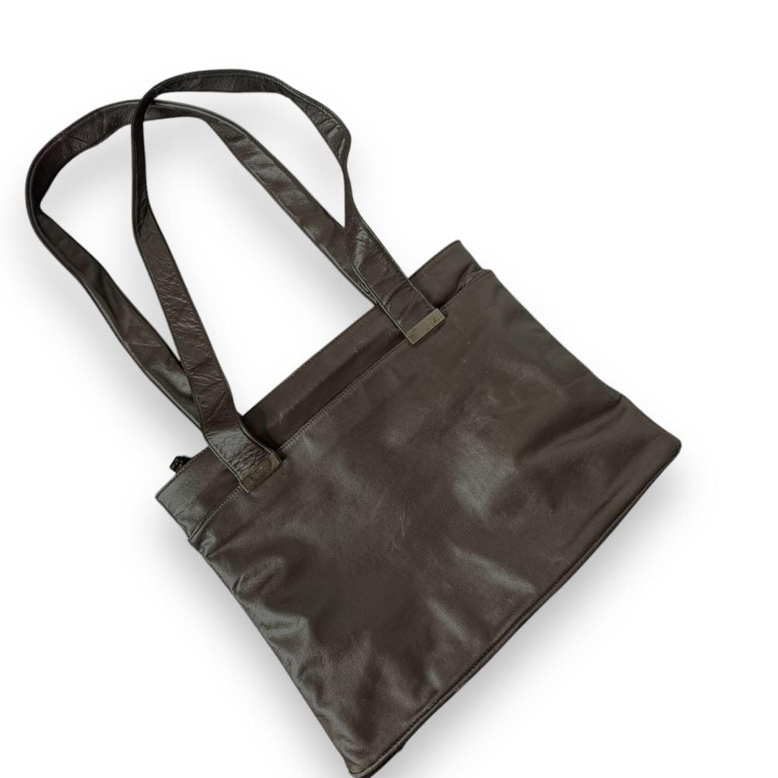 Perlina Dark Brown Soft Leather Tote Bag Laptop Business Shoulder Handbag