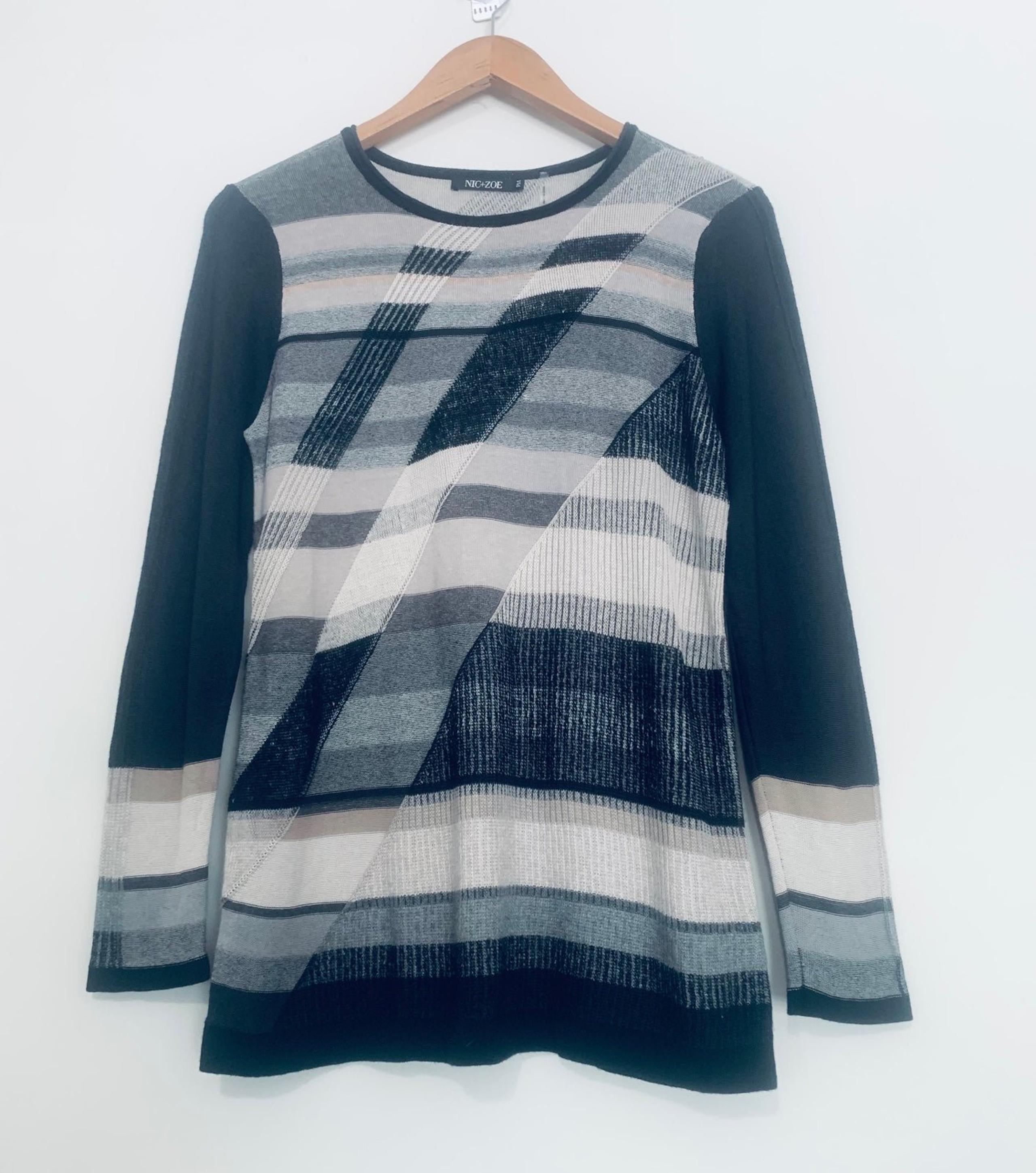 Nic+Zoe Crew Neck Long Sleeve Knit Sweater Women Size MP