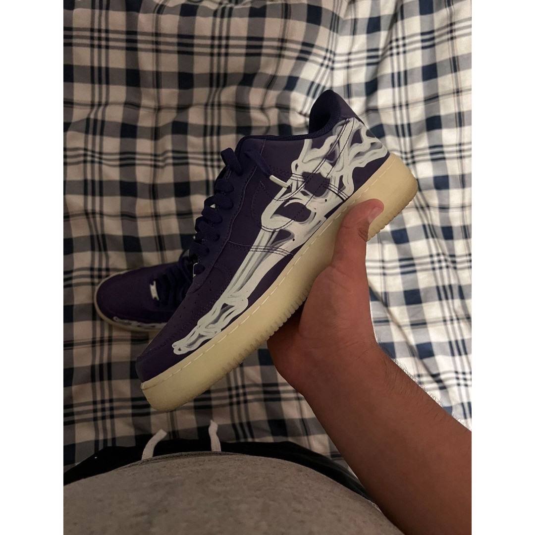 Size 10.5 - Nike Air Force 1 Low Purple Skeleton PADS