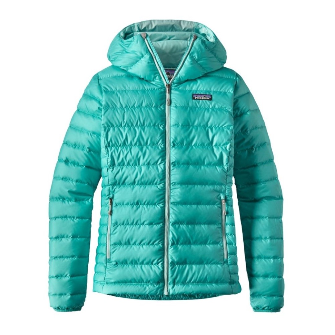 Patagonia Teal Down Sweater Hoody Puffer Hooded Jacket Coat Women Medium