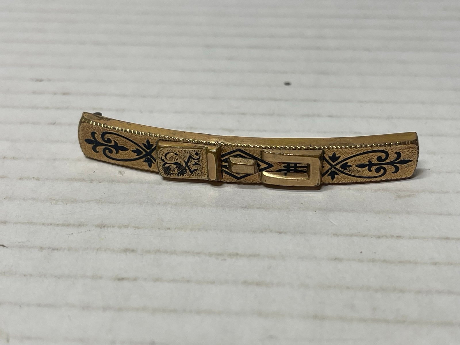 Vintage Victorian Gold Filled Etched Bar Brooch Pin Buckle Antique C Clasp