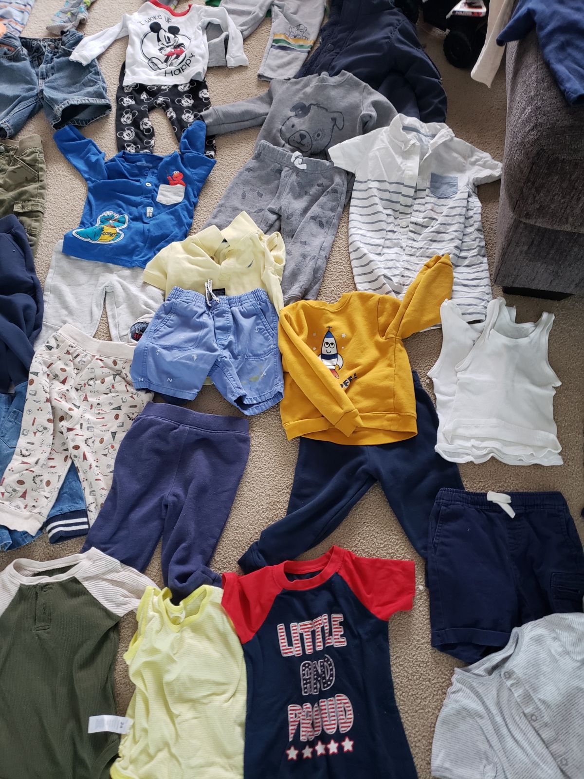 boys clothes sizes 12 months, 18 months, 24 months 2T, 4,5,6,7 years