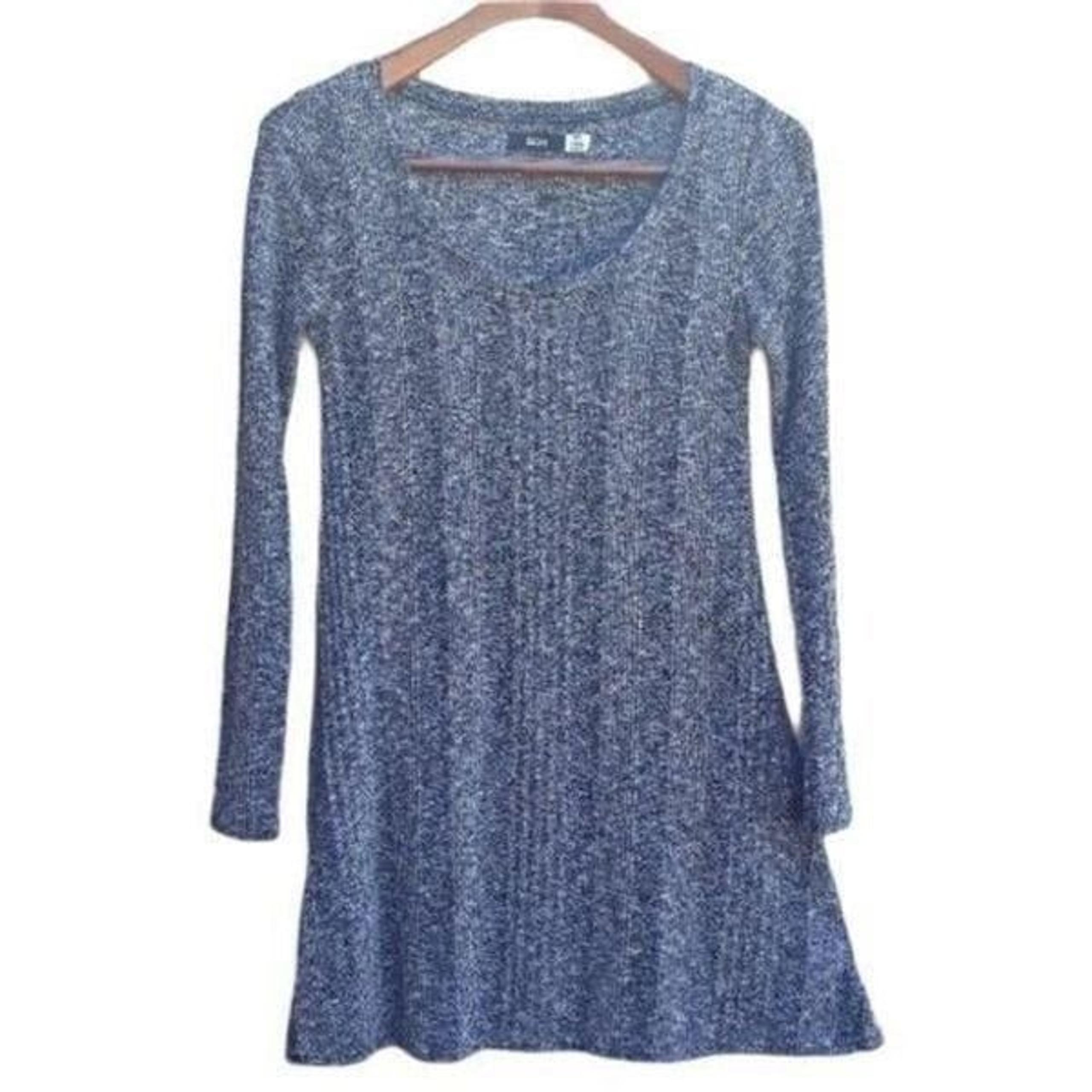 Rib Knit Long Sleeve Scoop Neck Tea Length Sweater Dress Non Itch Sz M - BDG