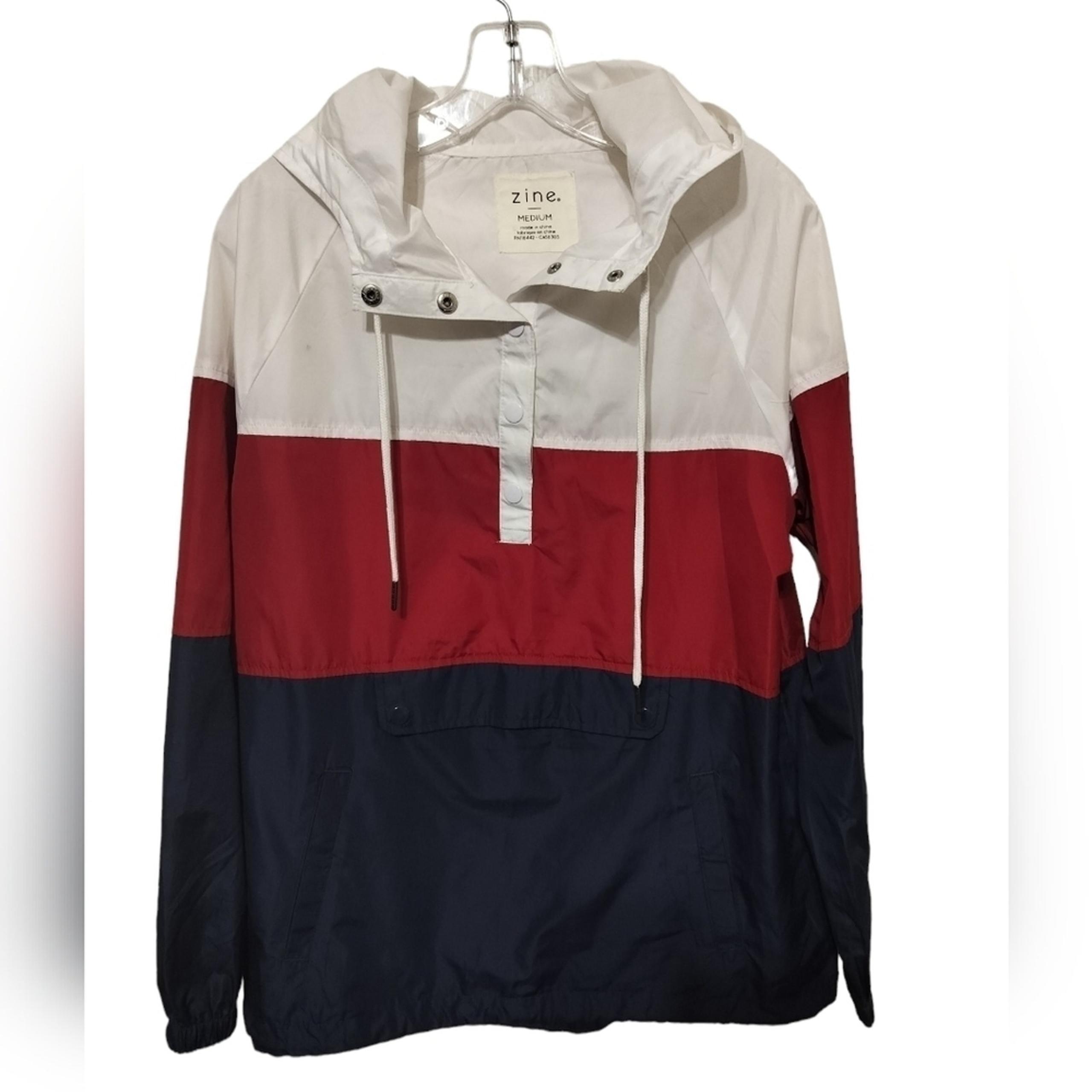 (1423) Zine Women's Quarter Button Pullover Windbreaker Jacket Size Medium - Zine Clothing