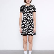 Kenzo Jackie Flowers Knit Cotton Daisy Mini Dress