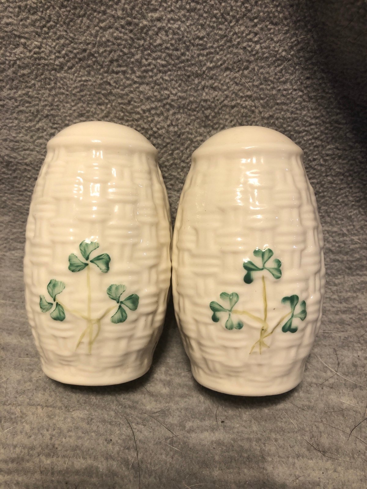 Belleek Ireland Shamrock Salt and Pepper shakers