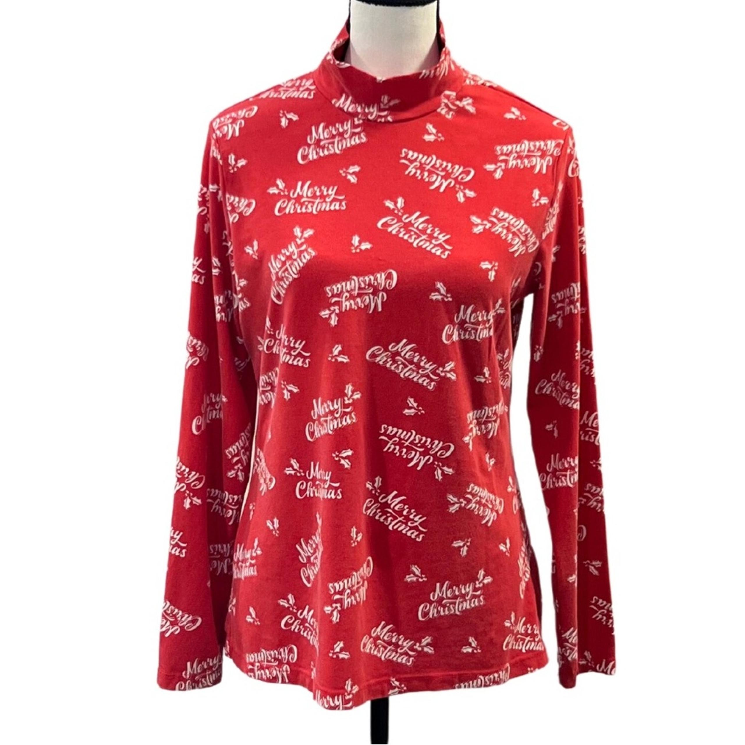 Time and Tru Women's Ugly Christmas Turtleneck Top Size L