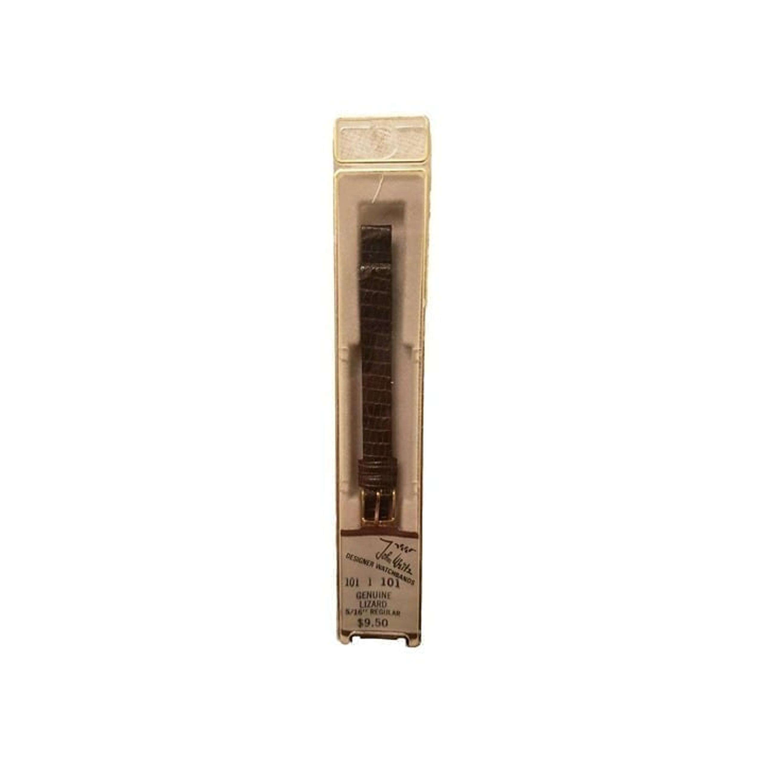 Vtg John Weitz Ladies Watch Band Genuine Lizard Dark Brown 5/16th New