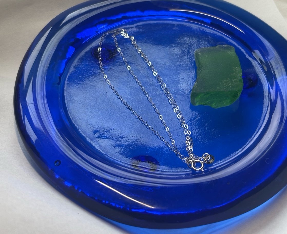 14k white gold mirror chain 14” stamped Italy new without tags