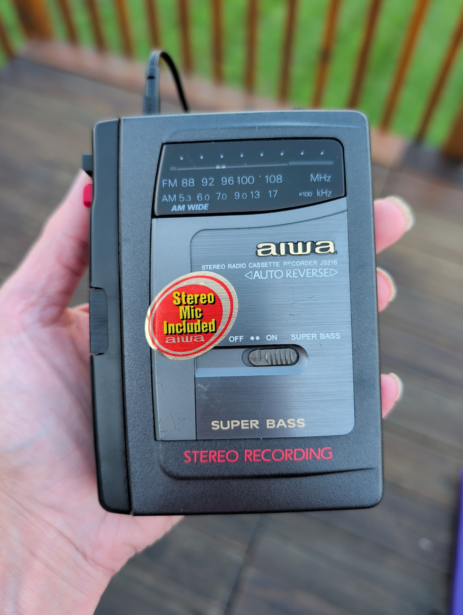 Aiwa Portable Cassette/Recorder/AM/FM Radio Model #:HS-JS216W