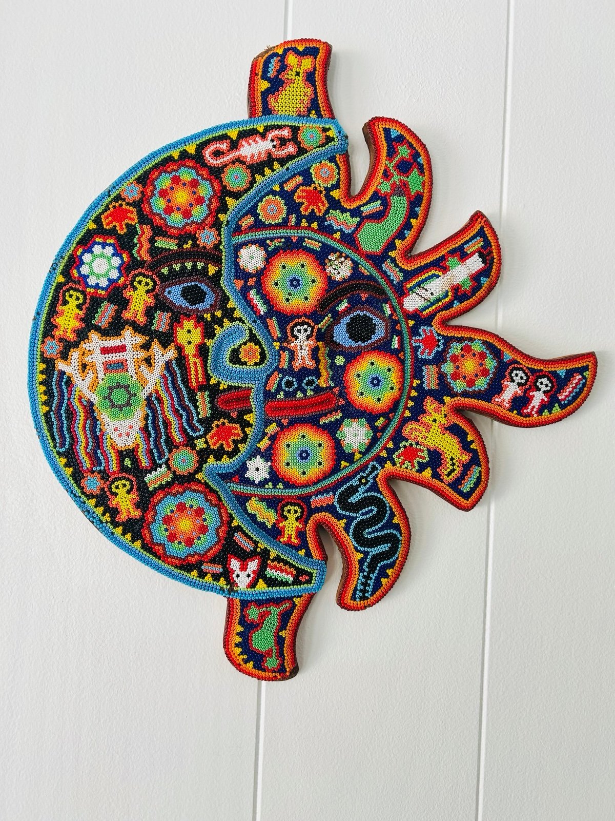 Beaded huichol sun & moon