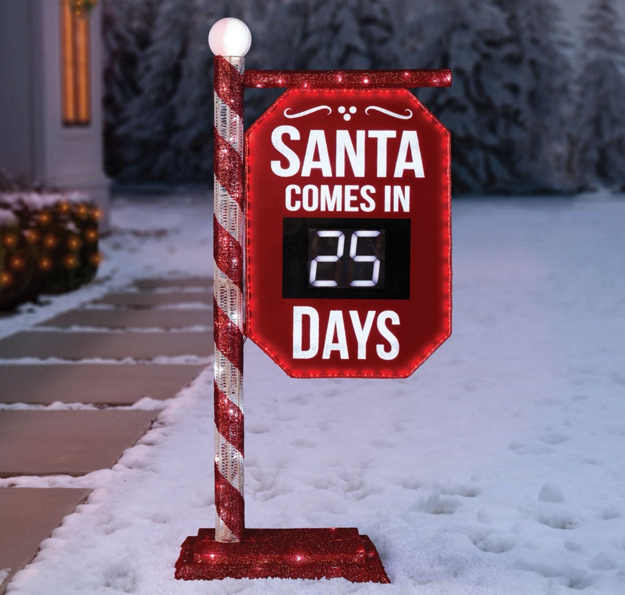 Members mark 5’ pre lit Santa countdown timer sign NEW
