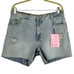 A Avec Les Filles Women's Light Wash Distressed Cut Off Blue Denim Shorts NWT 30