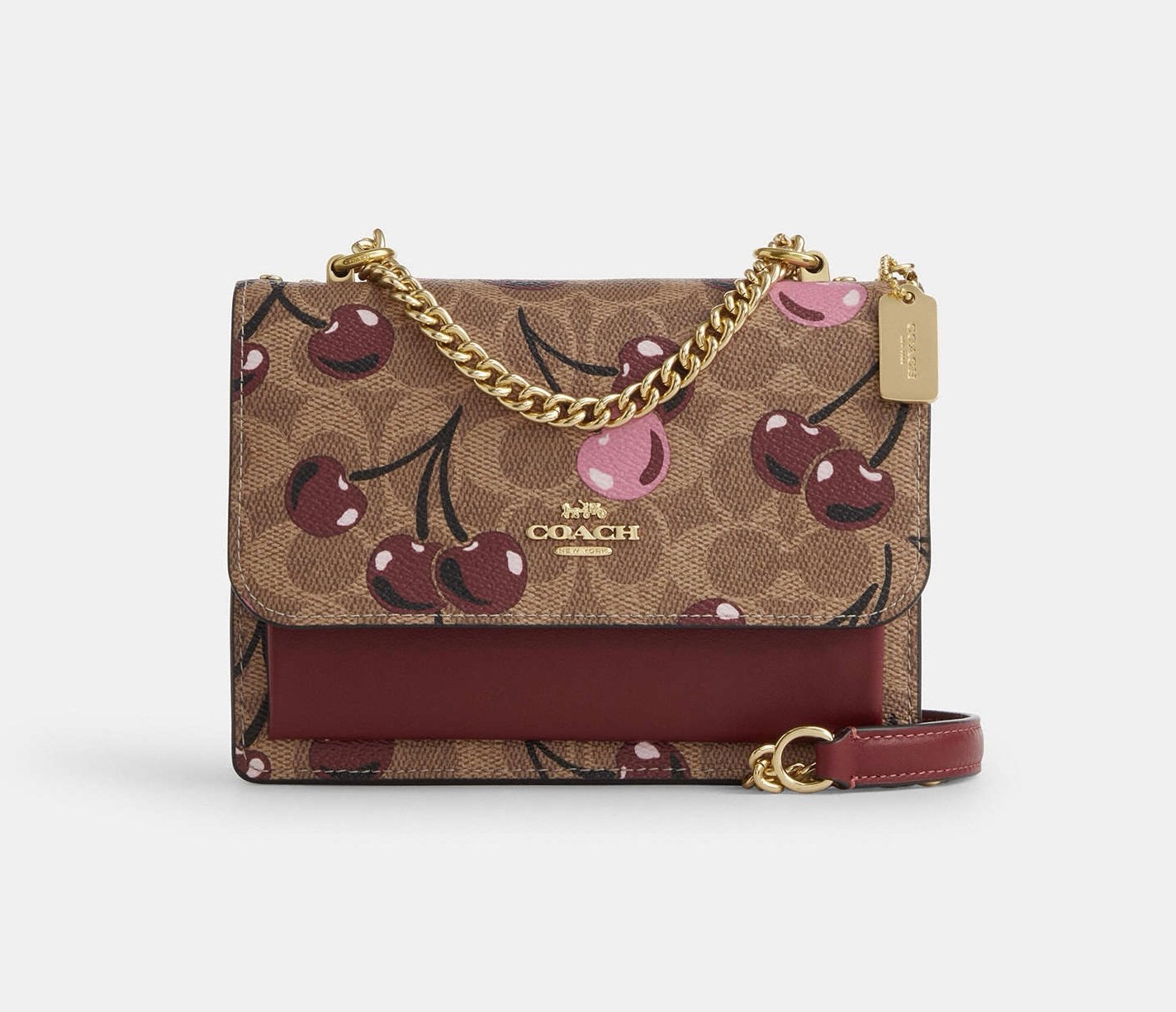 Coach Mini Klare Crossbody Bag In Signature Canvas With cherry print