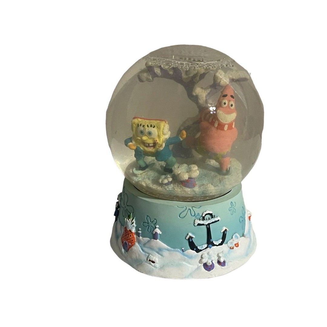 VTG Spongebob Patrick Bikini Bottom Ice Skating Musical Snow Globe Let it Snow