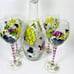NIB 5 Piece Fine Hand Painted 4 Wine Goblets and Wine Decanter