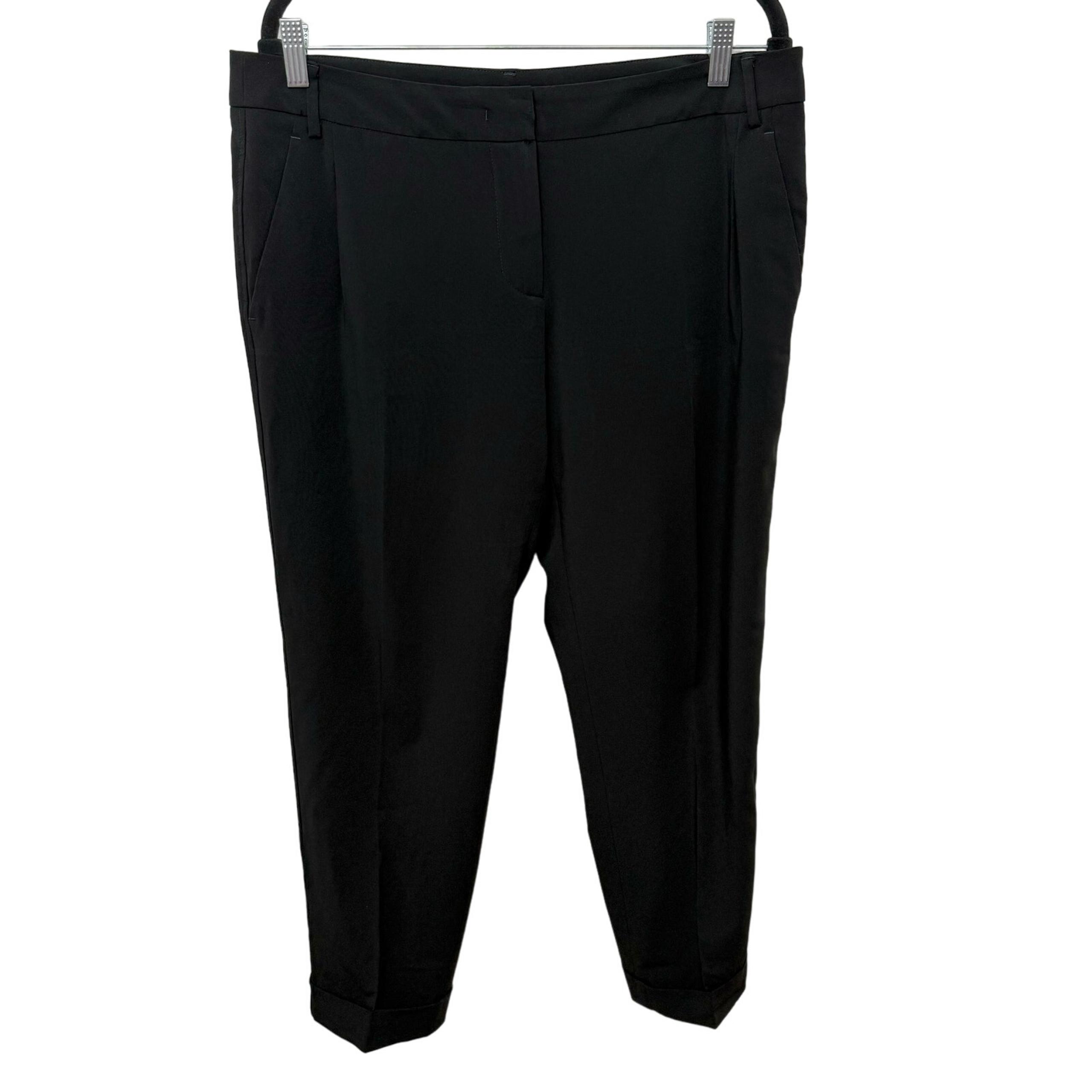MaxMara Weekend Black Pants Ankle Mid Rise Pleated Front Cuffed Hem| Fit like 10