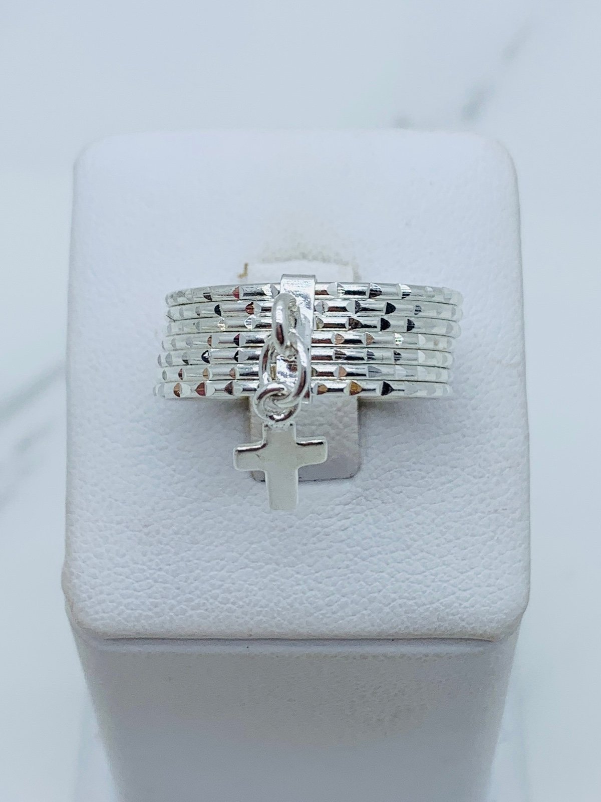 ❤️ 925 Sterling Silver Ring Semanario cross Ring Size 9