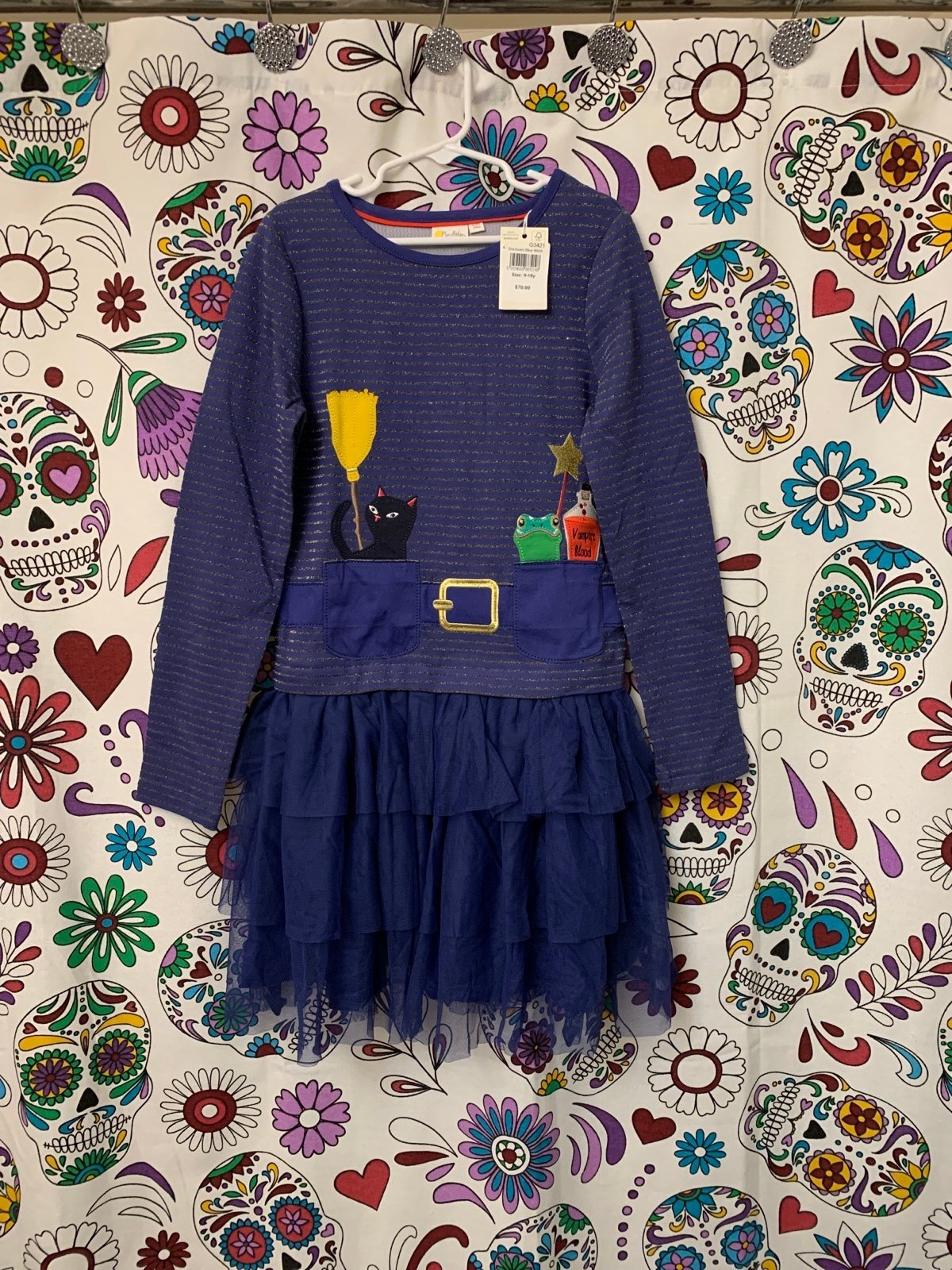 Mini Boden Starboard Blue Witch Halloween tulle 9-10