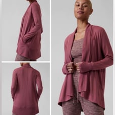 Athleta Pranayama Wrap in Tawny Rose Modal Blend Long Line Cardigan Sweater XS