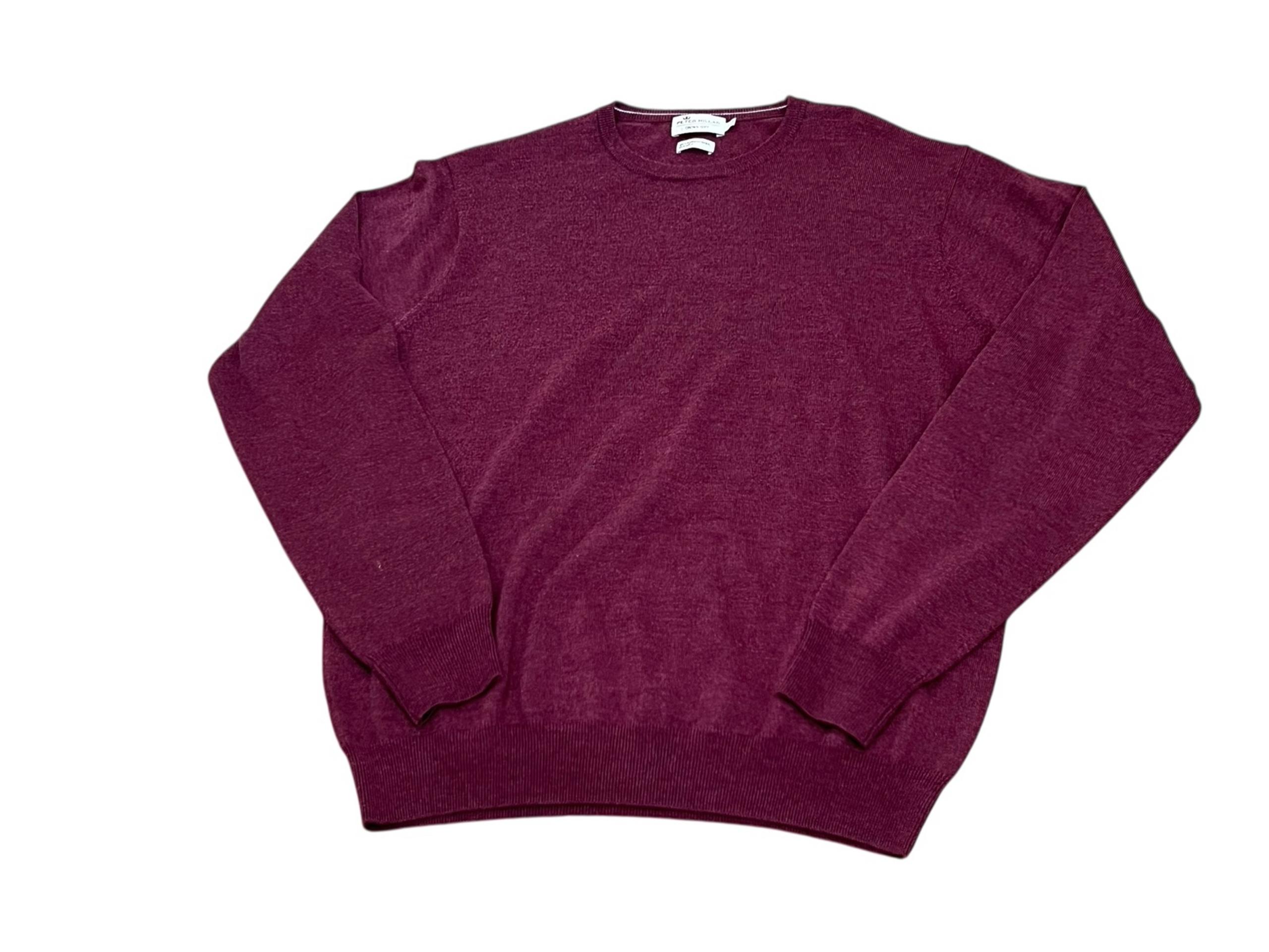 Peter Miller Sweater Mens Large Crown Soft Red Merino Wool Silk Pullover Crew