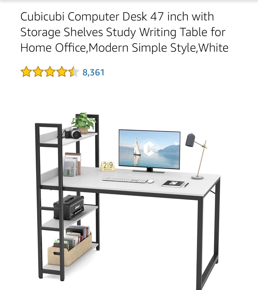 White 4-Shelf Desk for Sale - used 2 yrs great condition