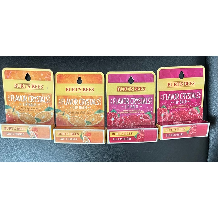 Lot of 4 Burt’s Bees Flavor Crystals Lip Balm Sweet Orange and Red Raspberry Lot of 4 Burt’s Bees Flavor Crystals Lip Balm Sweet Orange and Red Raspberry