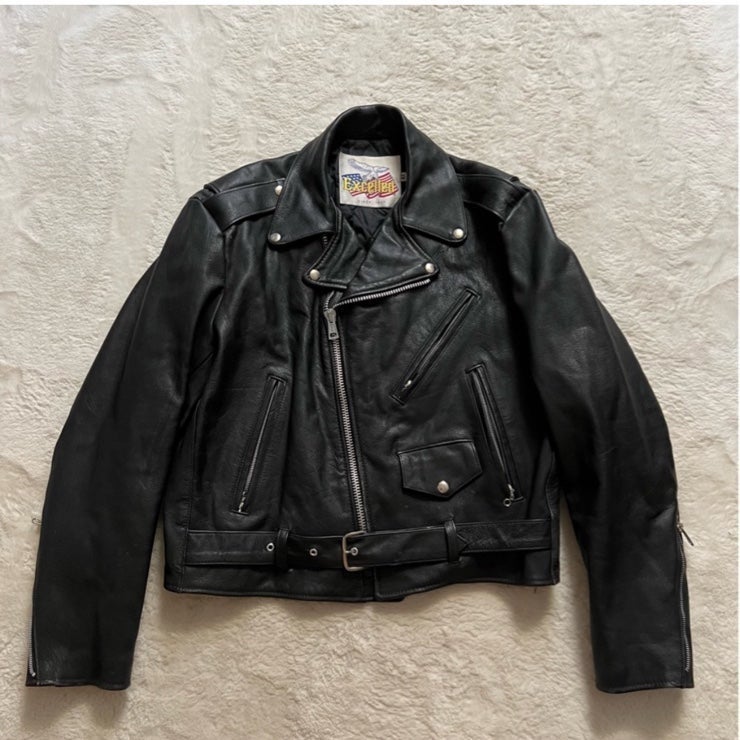 Vintage Excelled 1927 Black Leather Motorcycle Jacket