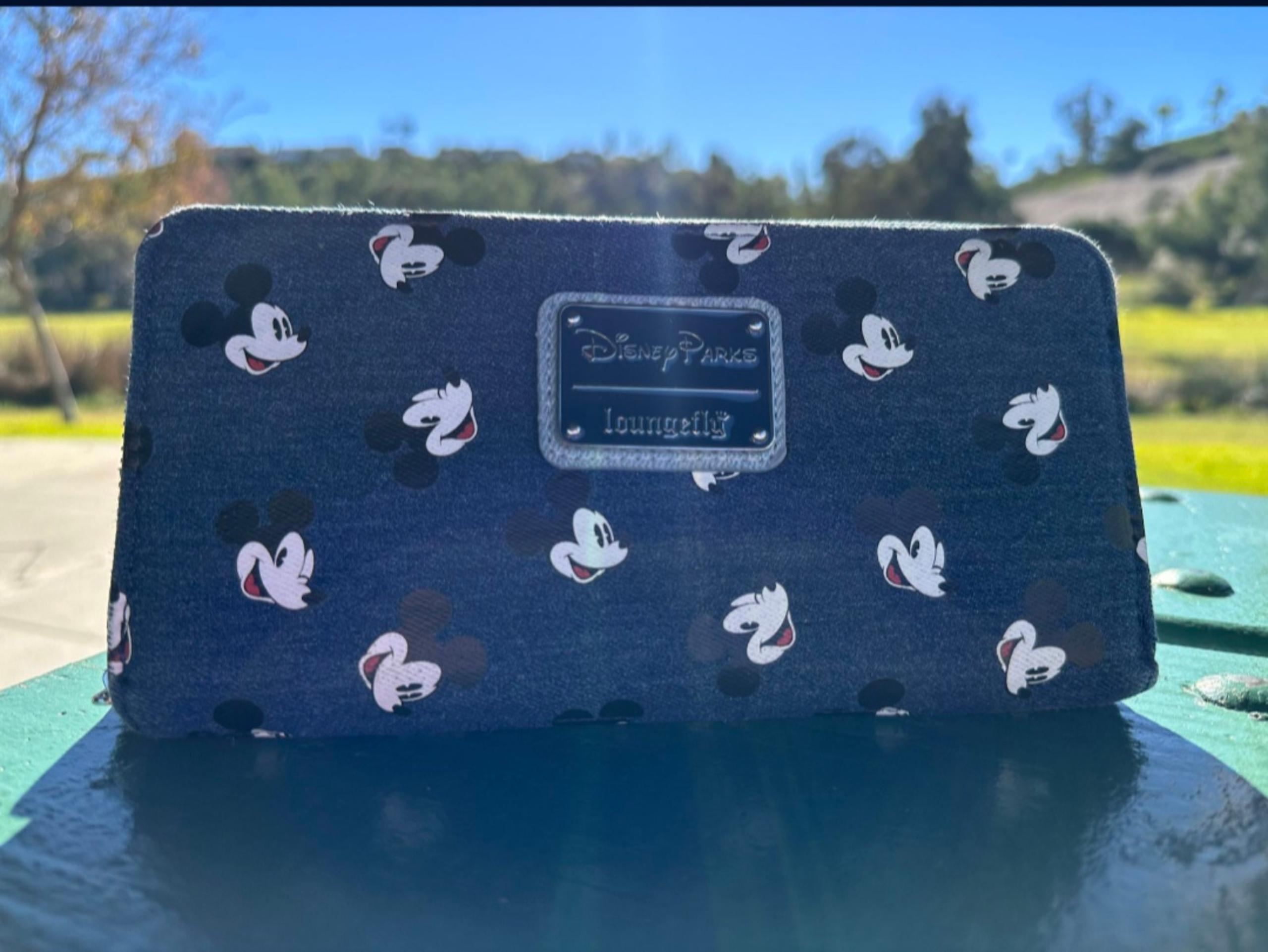 Disney Parks Exclusive Classic Mickey Mouse Face Blue Denim Loungefly Wallet