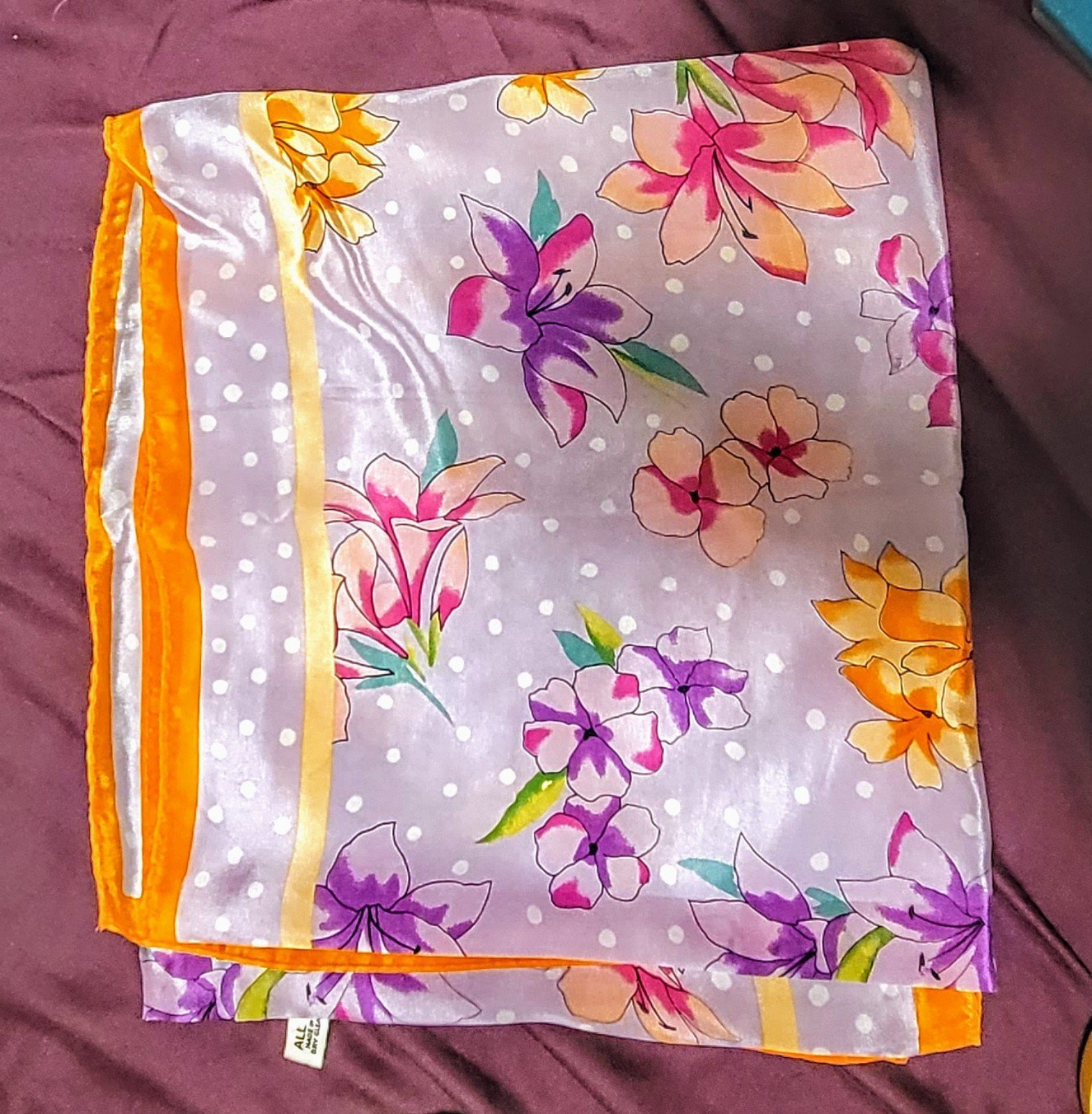 Vintage silk designer scarf silk