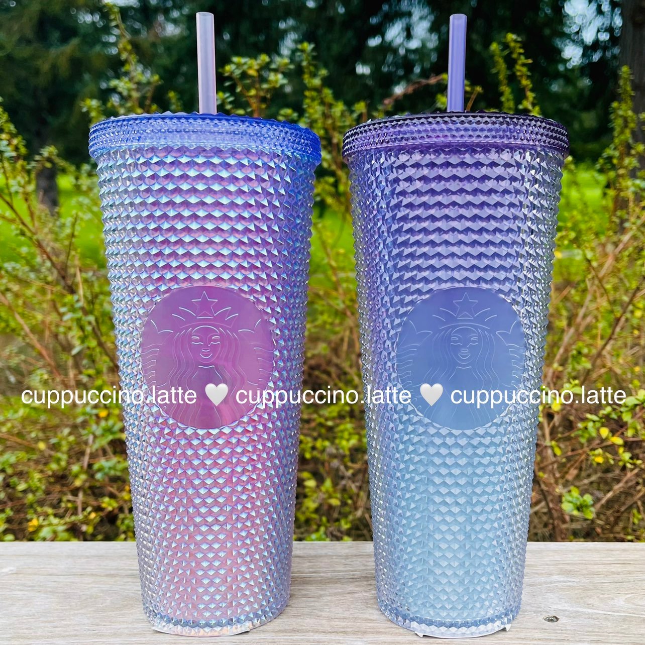 NEW SET Starbucks 2022 Korea Sakura Pink Cherry Blossom & Purple Beam Studded