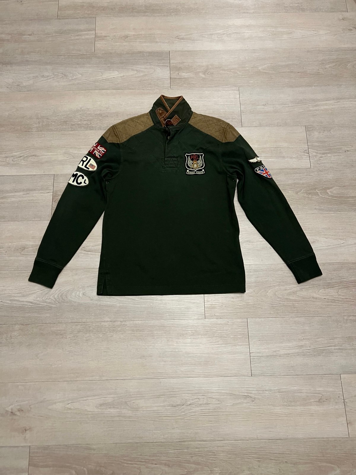 Vintage Polo Ralph Lauren Motorcycle Riders Club Patch Rugby Elbow Patch Shirt