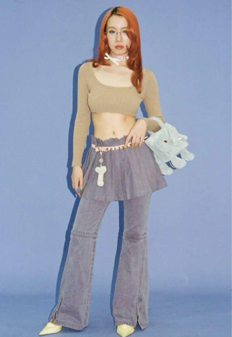 nodress denim skirt pants purple