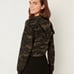 VS PINK Cropped Cinched Campus Hoodie & Jogger Set Camo Sz L