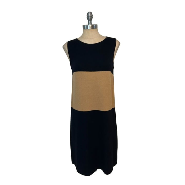 St. John Sport Santana Knit Colorblock Dress Size 6 Black/Tan