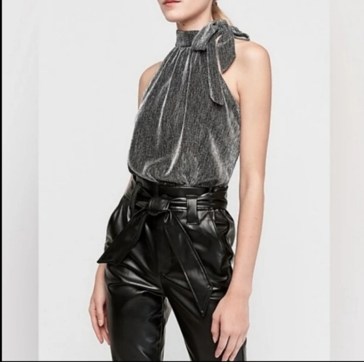 NEW Express sparkle neck tie Bodysuit