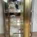 Vintage Brass & Mirror Display Case w/ Spun Glass Hand Blown Figurines x6