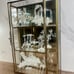 Vintage Brass & Mirror Display Case w/ Spun Glass Hand Blown Figurines x6