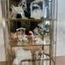 Vintage Brass & Mirror Display Case w/ Spun Glass Hand Blown Figurines x6