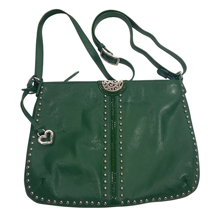 Brighton Pretty Tough Rex Handbag Leather Purse Spruce Dark Green Stud detail