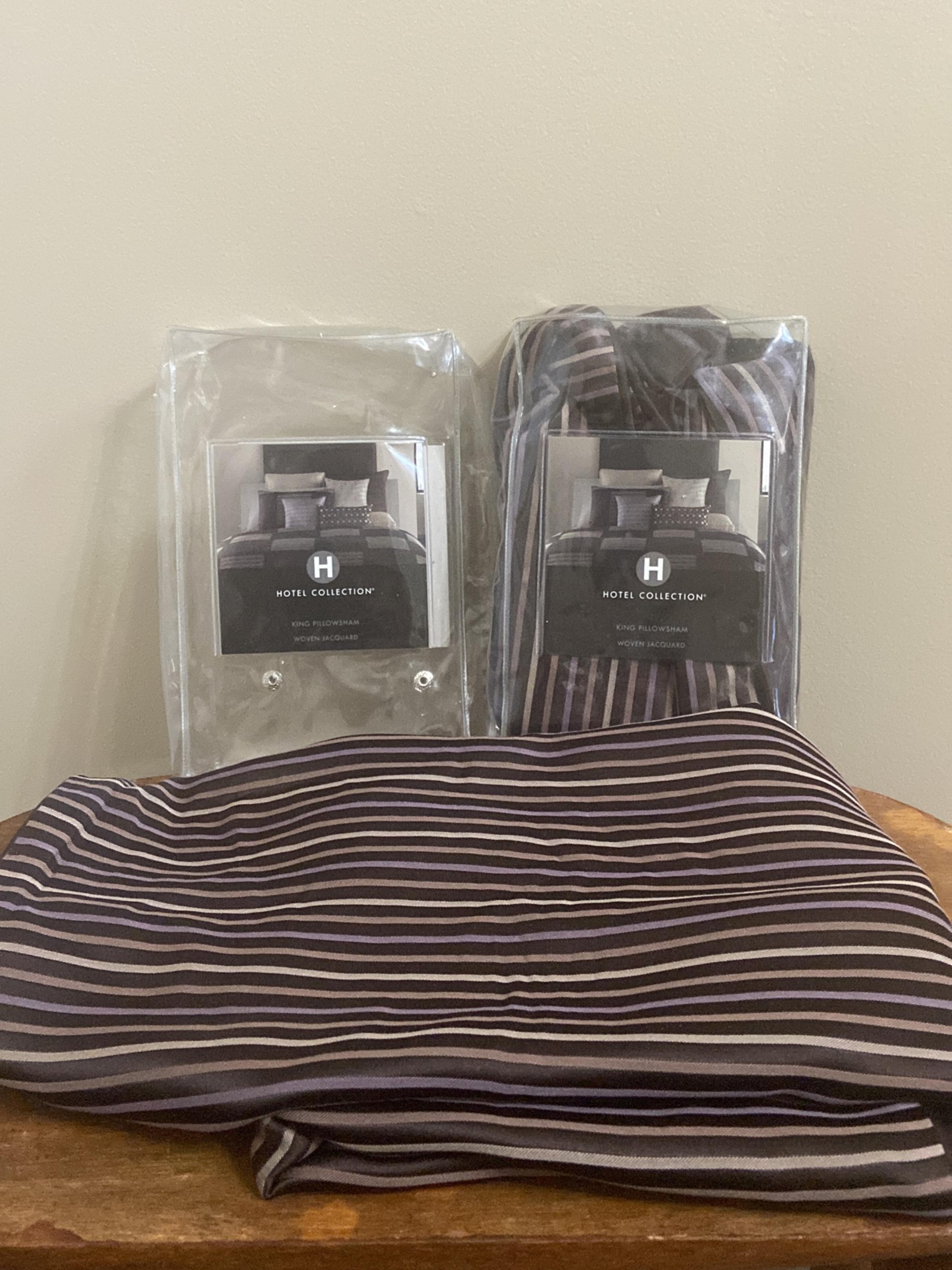 Pair of Hotel Collection King Pillowshames Woven Jacquard Brown