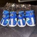 Blue stripe pleather dog high top sneakers